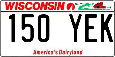 WI license plate 150YEK