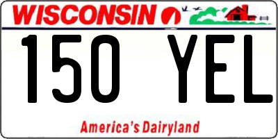 WI license plate 150YEL