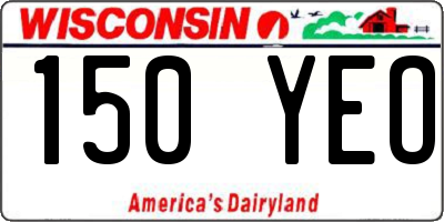 WI license plate 150YEO