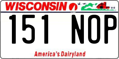 WI license plate 151NOP