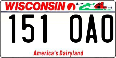 WI license plate 151OAO
