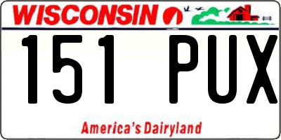 WI license plate 151PUX