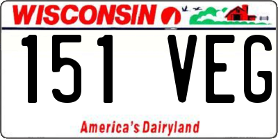 WI license plate 151VEG
