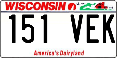 WI license plate 151VEK