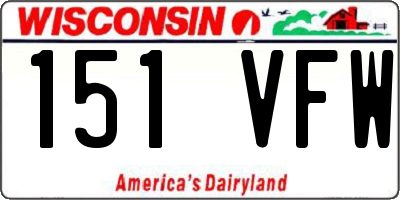 WI license plate 151VFW