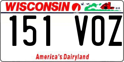 WI license plate 151VOZ