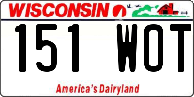 WI license plate 151WOT