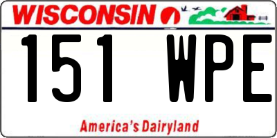 WI license plate 151WPE