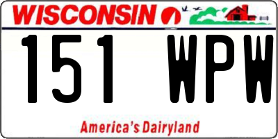 WI license plate 151WPW