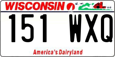 WI license plate 151WXQ