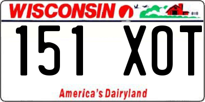 WI license plate 151XOT