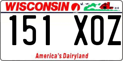WI license plate 151XOZ