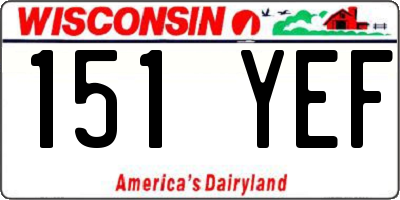 WI license plate 151YEF