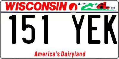 WI license plate 151YEK