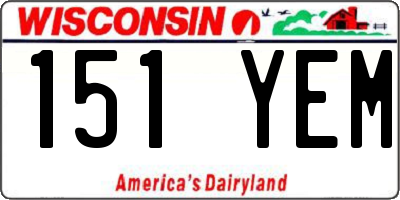 WI license plate 151YEM