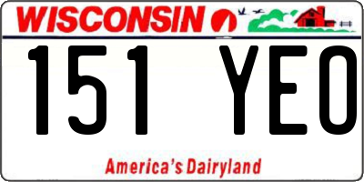 WI license plate 151YEO
