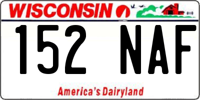WI license plate 152NAF
