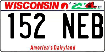 WI license plate 152NEB