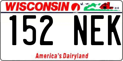 WI license plate 152NEK