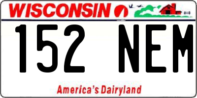 WI license plate 152NEM
