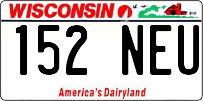WI license plate 152NEU
