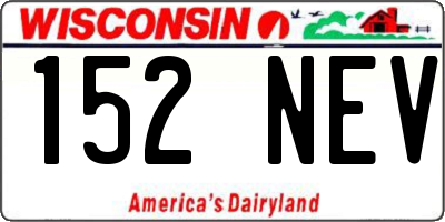 WI license plate 152NEV