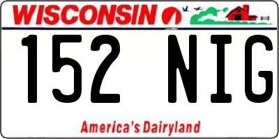 WI license plate 152NIG