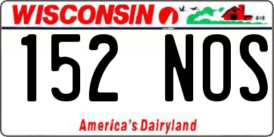 WI license plate 152NOS