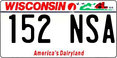 WI license plate 152NSA
