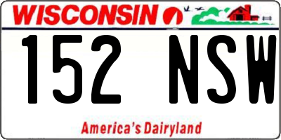 WI license plate 152NSW