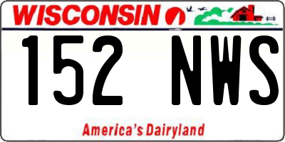WI license plate 152NWS