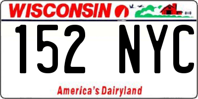 WI license plate 152NYC