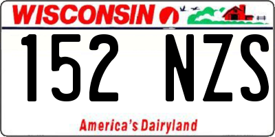 WI license plate 152NZS