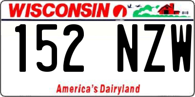 WI license plate 152NZW