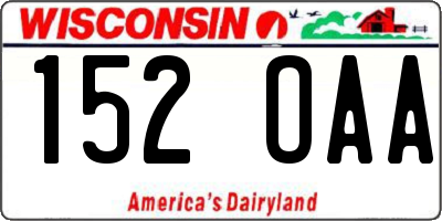WI license plate 152OAA