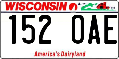 WI license plate 152OAE