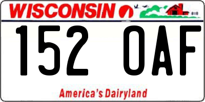 WI license plate 152OAF