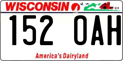 WI license plate 152OAH