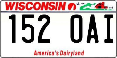 WI license plate 152OAI