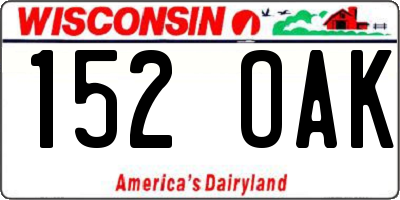 WI license plate 152OAK