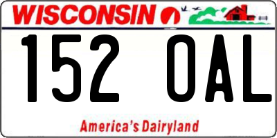 WI license plate 152OAL