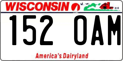 WI license plate 152OAM