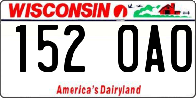 WI license plate 152OAO