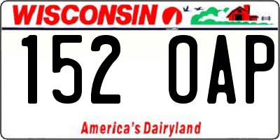 WI license plate 152OAP