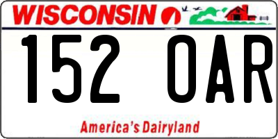 WI license plate 152OAR