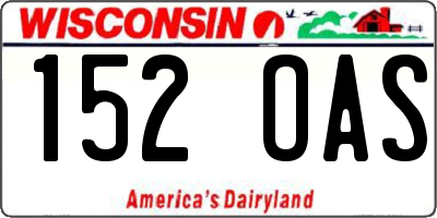WI license plate 152OAS