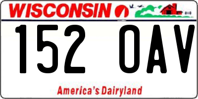 WI license plate 152OAV