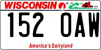 WI license plate 152OAW