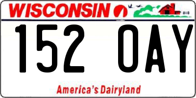 WI license plate 152OAY