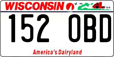 WI license plate 152OBD
